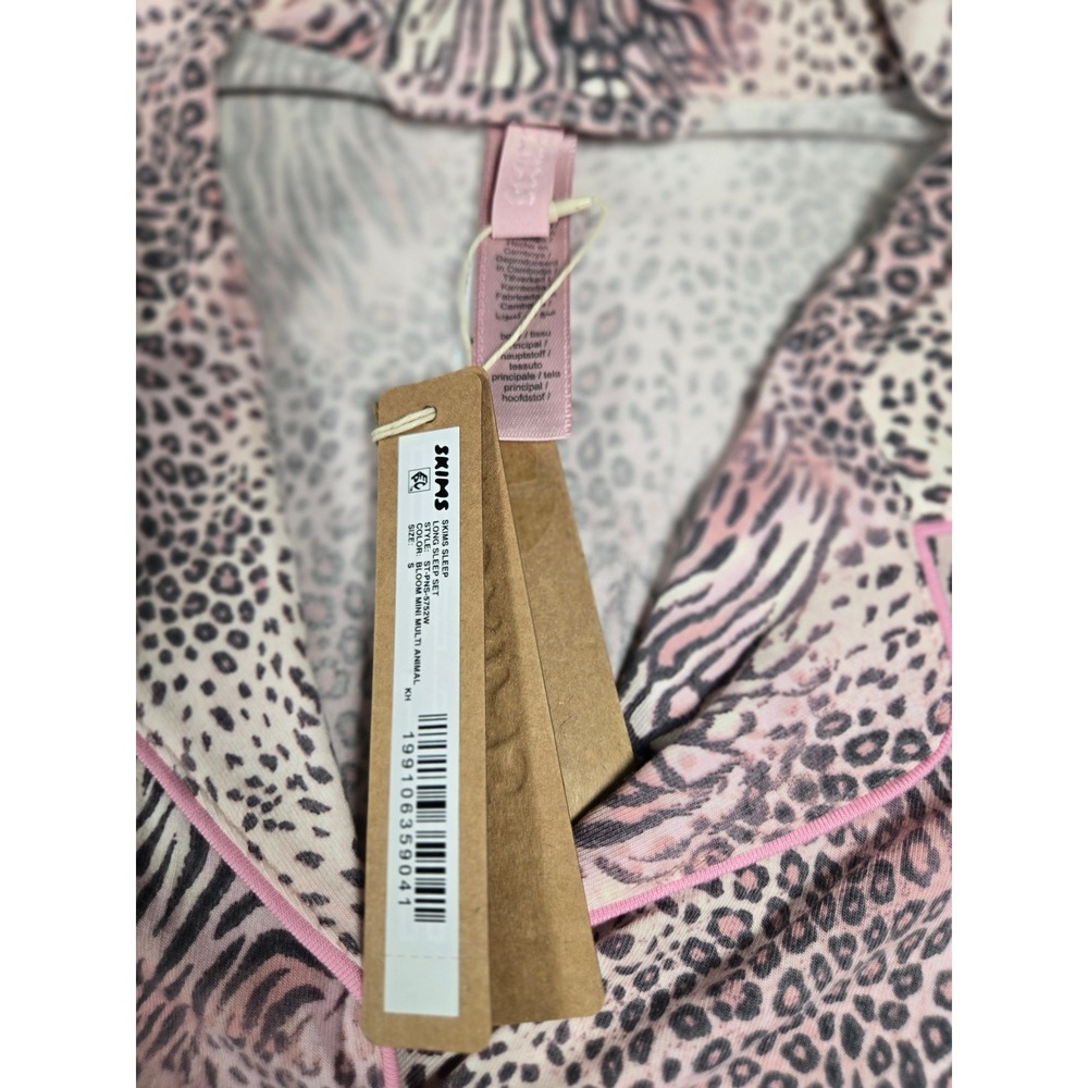 Skims Sleep Long Sleep Set Bloom Modal Cotton Animal Pink Leopard Zebra S NEW - Picture 2 of 11